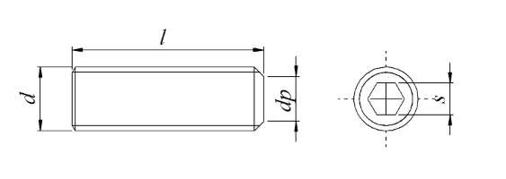 P6SS DIN 913 / ISO 4026 A4 Syrafast Stoppskruv Plan - dimensioner